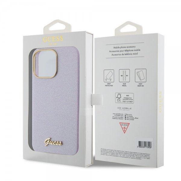 Guess iPhone 15 Pro Max Cover Fuld Glitter Indpakket Lilla