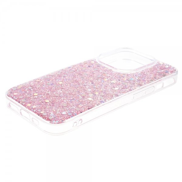 iPhone 15 Pro Max Cover med Glitterpailletter Rosa