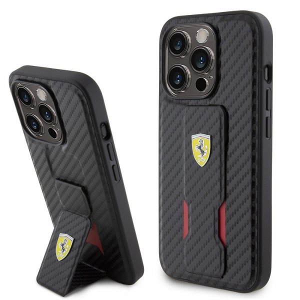 Ferrari iPhone 15 Pro Max Cover Grip Stand Funktion Sort