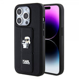 Karl Lagerfeld iPhone 15 Pro Max Cover Grip Stand Funktion Sort