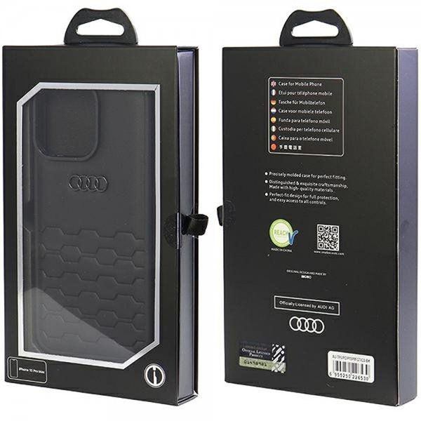 Audi iPhone 15 Pro Max Cover GT Synthetic Leather Sort