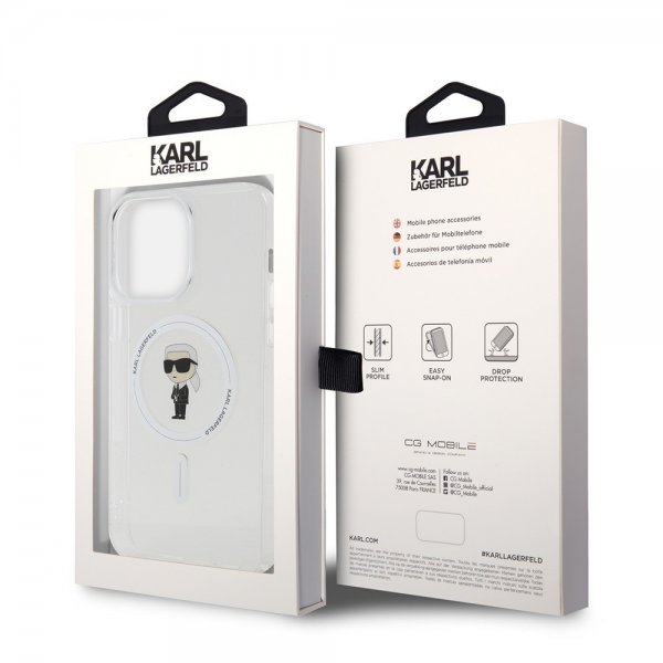Karl Lagerfeld iPhone 15 Pro Max Cover Ikonik MagSafe Transparent