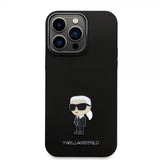 Karl Lagerfeld iPhone 15 Pro Max Cover Ikonik Metal Pin Sort
