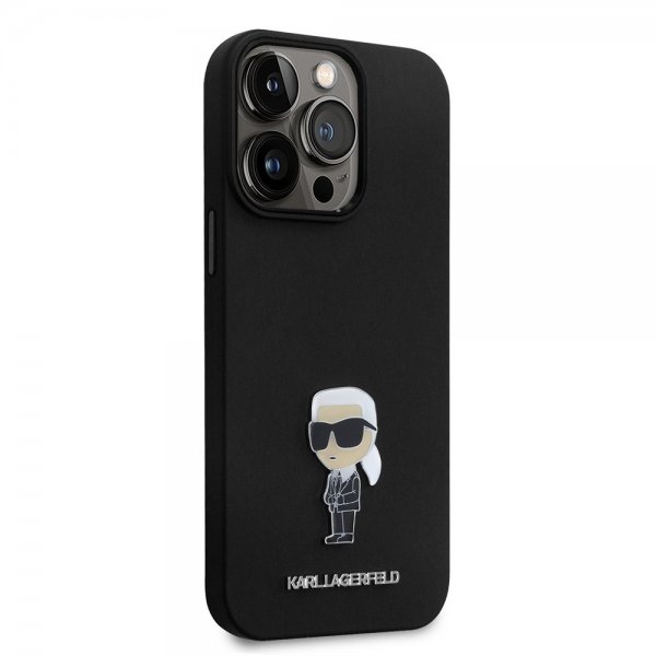 Karl Lagerfeld iPhone 15 Pro Max Cover Ikonik Metal Pin Sort