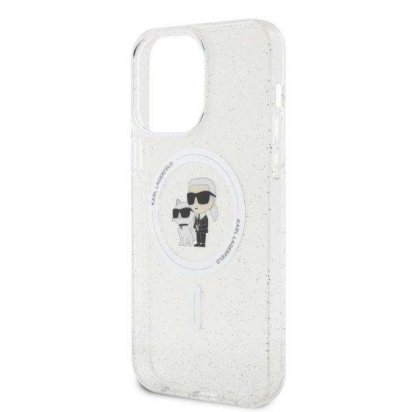 Karl Lagerfeld iPhone 15 Pro Max Cover Karl & Choupette Glitter MagSafe Transparent