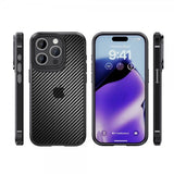 Ipaky iPhone 15 Pro Max Cover Kulfibermønster Blå