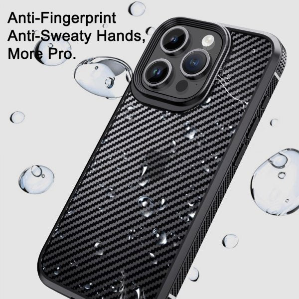 Ipaky iPhone 15 Pro Max Cover Kulfibermønster Blå