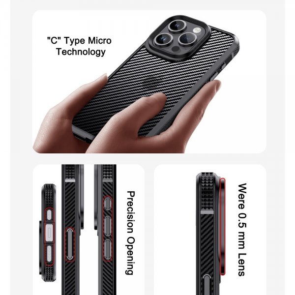Ipaky iPhone 15 Pro Max Cover Kulfibermønster Blå