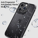 Ipaky iPhone 15 Pro Max Cover Kulstofibermønster Sort