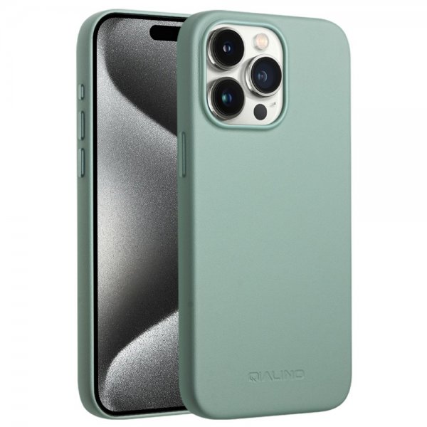 Qialino iPhone 15 Pro Max Cover Kunstlæder MagSafe Grøn