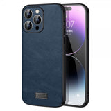 Sulada iPhone 15 Pro Max Cover Lædertekstur Blå
