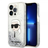 Karl Lagerfeld iPhone 15 Pro Max Cover Liquid Glitter NFT Karl Silver