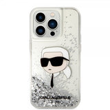 Karl Lagerfeld iPhone 15 Pro Max Cover Liquid Glitter NFT Karl Silver