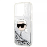 Karl Lagerfeld iPhone 15 Pro Max Cover Liquid Glitter NFT Karl Silver