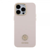 Guess iPhone 15 Pro Max Cover Liquid Silicone Metal Logo Rosa
