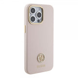 Guess iPhone 15 Pro Max Cover Liquid Silicone Metal Logo Rosa