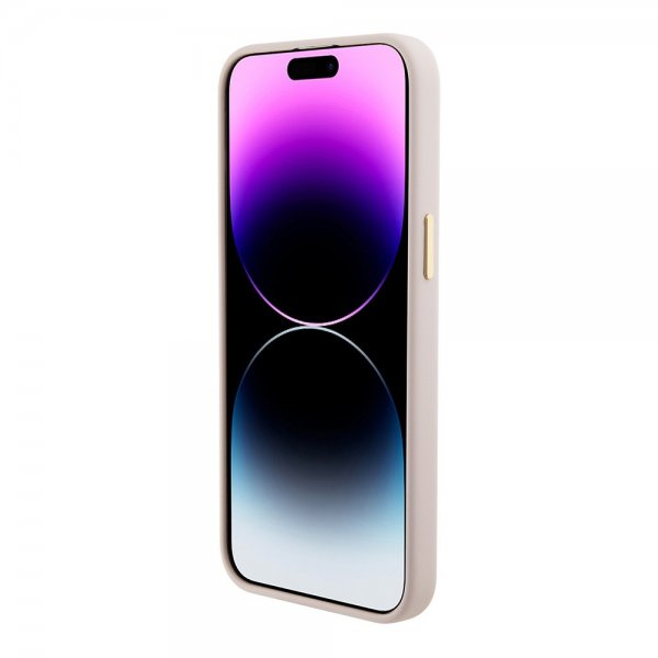 Guess iPhone 15 Pro Max Cover Liquid Silicone Metal Logo Rosa