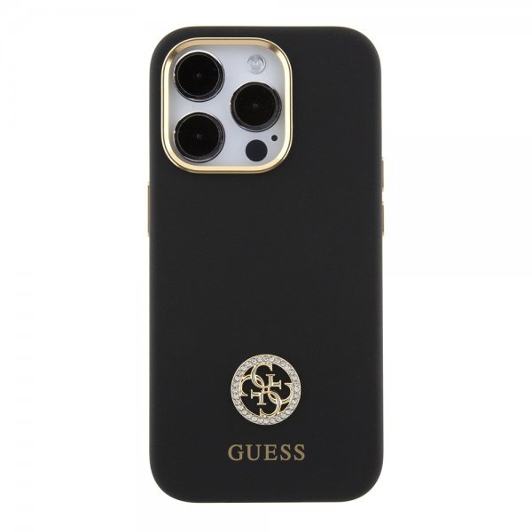 Guess iPhone 15 Pro Max Cover Liquid Silicone Metal Logo Sort