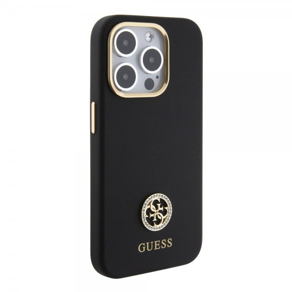 Guess iPhone 15 Pro Max Cover Liquid Silicone Metal Logo Sort