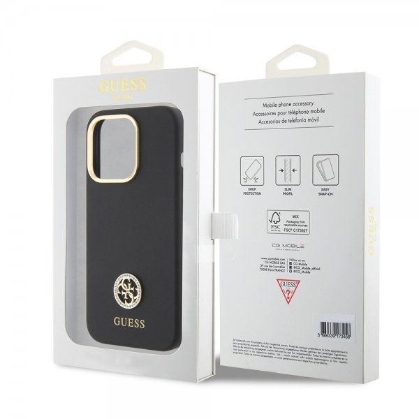 Guess iPhone 15 Pro Max Cover Liquid Silicone Metal Logo Sort