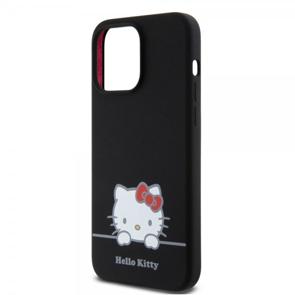 Hello Kitty iPhone 15 Pro Max Cover Flydende Silikone Sort