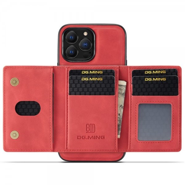 Dg.Ming iPhone 15 Pro Max Cover M2 Series Aftagelig Kortholder Rød