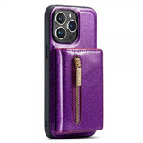 Dg.Ming iPhone 15 Pro Max Cover M3 Series Aftagelig Kortholder Glitter Lilla