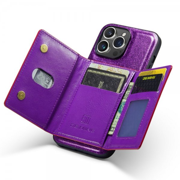 Dg.Ming iPhone 15 Pro Max Cover M3 Series Aftagelig Kortholder Glitter Lilla