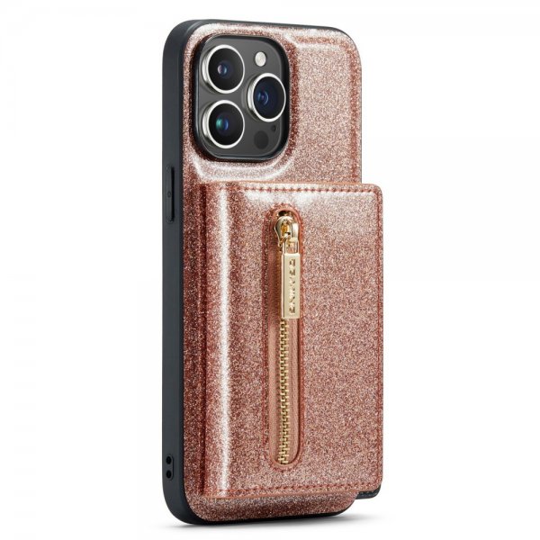 Dg.Ming iPhone 15 Pro Max Cover M3 Series Aftagelig Kortholder Glitter Rosaguld