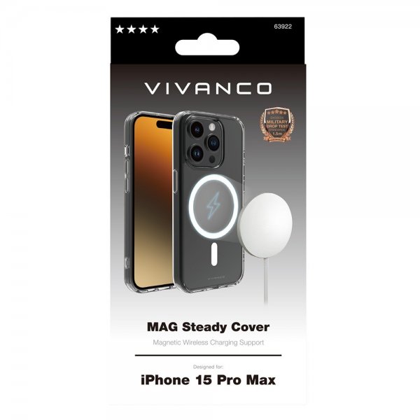 Vivanco iPhone 15 Pro Max Cover Mag Steady Transparent