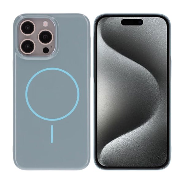 iPhone 15 Pro Max Cover TPU MagSafe Blank Blå