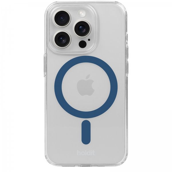 holdit iPhone 15 Pro Max Cover MagSafe Case Denim Blue Transparent