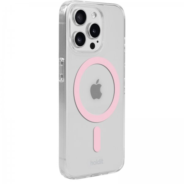 Holdit iPhone 15 Pro Max Cover MagSafe Case Rosa Transparent