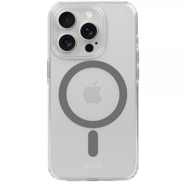 Holdit iPhone 15 Pro Max Skal MagSafe Case Space Gray Transparent