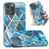 iPhone 15 Pro Max Cover Marmormønster Blå Grøn