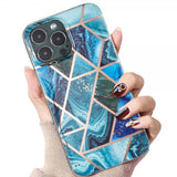 iPhone 15 Pro Max Cover Marmormønster Blå Grøn