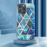 iPhone 15 Pro Max Cover Marmormønster Blå Grøn