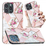 iPhone 15 Pro Max Cover Marmormønster Blomster Rosa
