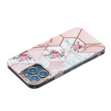 iPhone 15 Pro Max Cover Marmormønster Blomster Rosa