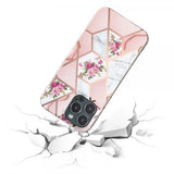 iPhone 15 Pro Max Cover Marmormønster Blomster Rosa