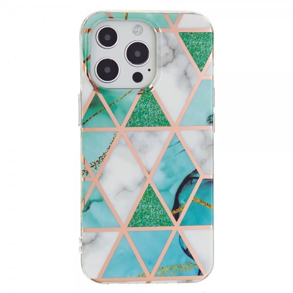 iPhone 15 Pro Max Cover Marmormønster Grøn Hvid