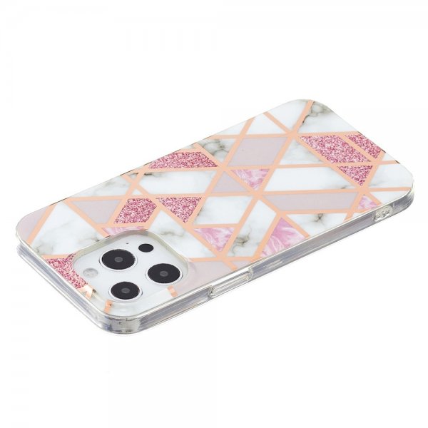 iPhone 15 Pro Max Cover Marmormønster Rosa Grå