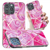 iPhone 15 Pro Max Cover Marmormønster Rosa Rød