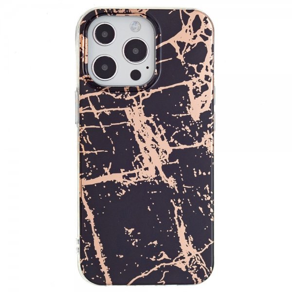 iPhone 15 Pro Max Cover Marmormønster Sort
