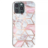 iPhone 15 Pro Max Cover Marmormønster Hvid Lyserød