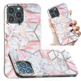 iPhone 15 Pro Max Cover Marmormønster Hvid Lyserød