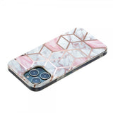 iPhone 15 Pro Max Cover Marmormønster Hvid Lyserød