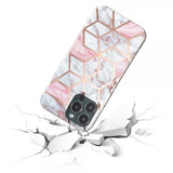 iPhone 15 Pro Max Cover Marmormønster Hvid Lyserød