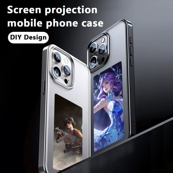 iPhone 15 Pro Max Cover med Indbygget Display E Ink Case Sort