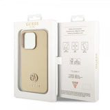 Guess iPhone 15 Pro Max Cover Metal Logo Rhinsten Guld